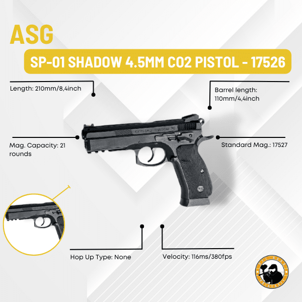 ASG SP-01 Shadow CO2 17526 4.5mm Black - Guards On Duty Shop