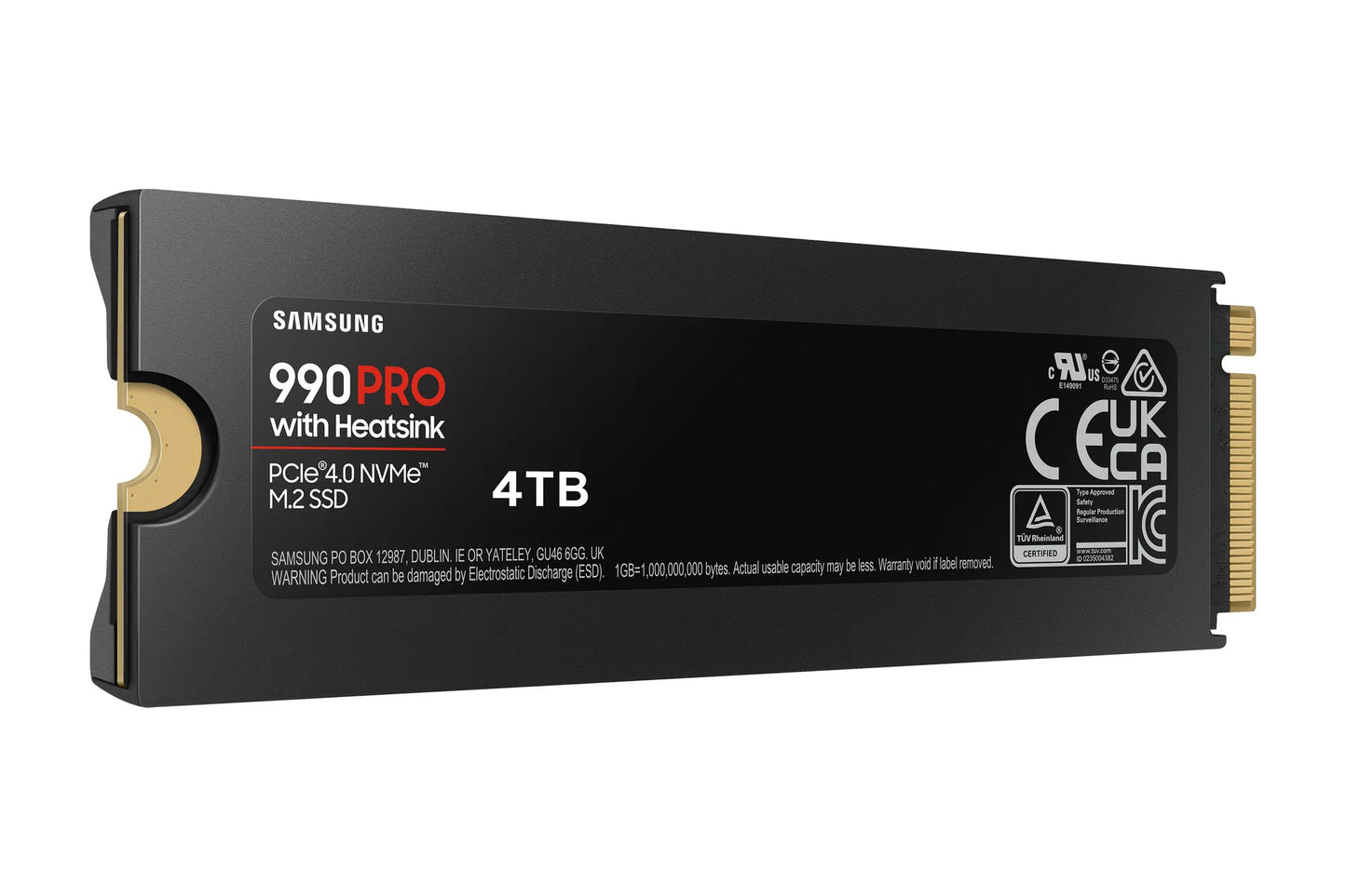SAMSUNG 990 PRO 4 TB NVME SSD W/HEATSINK - READ SPEED UP TO 7450 MB/S, WRITE SPEED TO UP 6900 MB/S, RANDOM READ UP TO 1400000 IOPS, RANDOM WRITE UP TO 1550000 IOPS, PCIE 4.0 X4, NVME 2.0, V-NAND 3BIT MLC; IN-HOUSE CONTROLLER, 2GB LOW POWER DDR4, 2400TBW 5 - Guards On Duty Shop & Security Guards