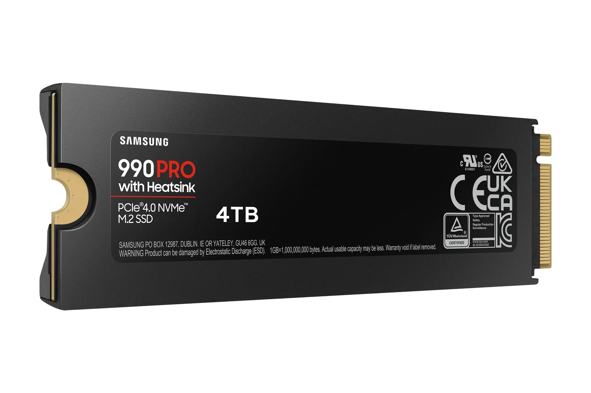SAMSUNG 990 PRO 4 TB NVME SSD W/HEATSINK - READ SPEED UP TO 7450 MB/S, WRITE SPEED TO UP 6900 MB/S, RANDOM READ UP TO 1400000 IOPS, RANDOM WRITE UP TO 1550000 IOPS, PCIE 4.0 X4, NVME 2.0, V-NAND 3BIT MLC; IN-HOUSE CONTROLLER, 2GB LOW POWER DDR4, 2400TBW 5 - Guards On Duty Shop & Security Guards