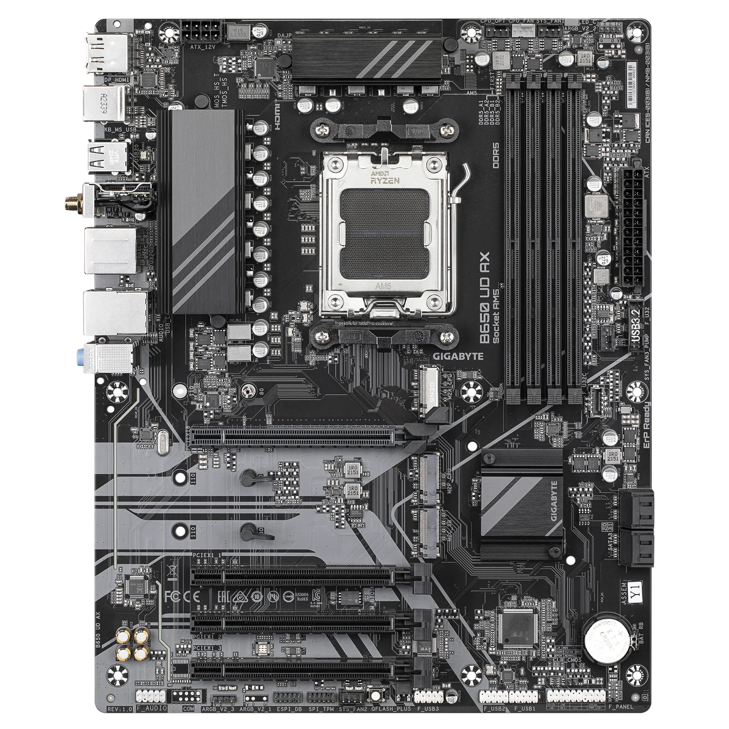 GIGABYTE AMD B650 UD for AMD AM5; 4x Dual DDR5; 3x M2; HDMI; DP.