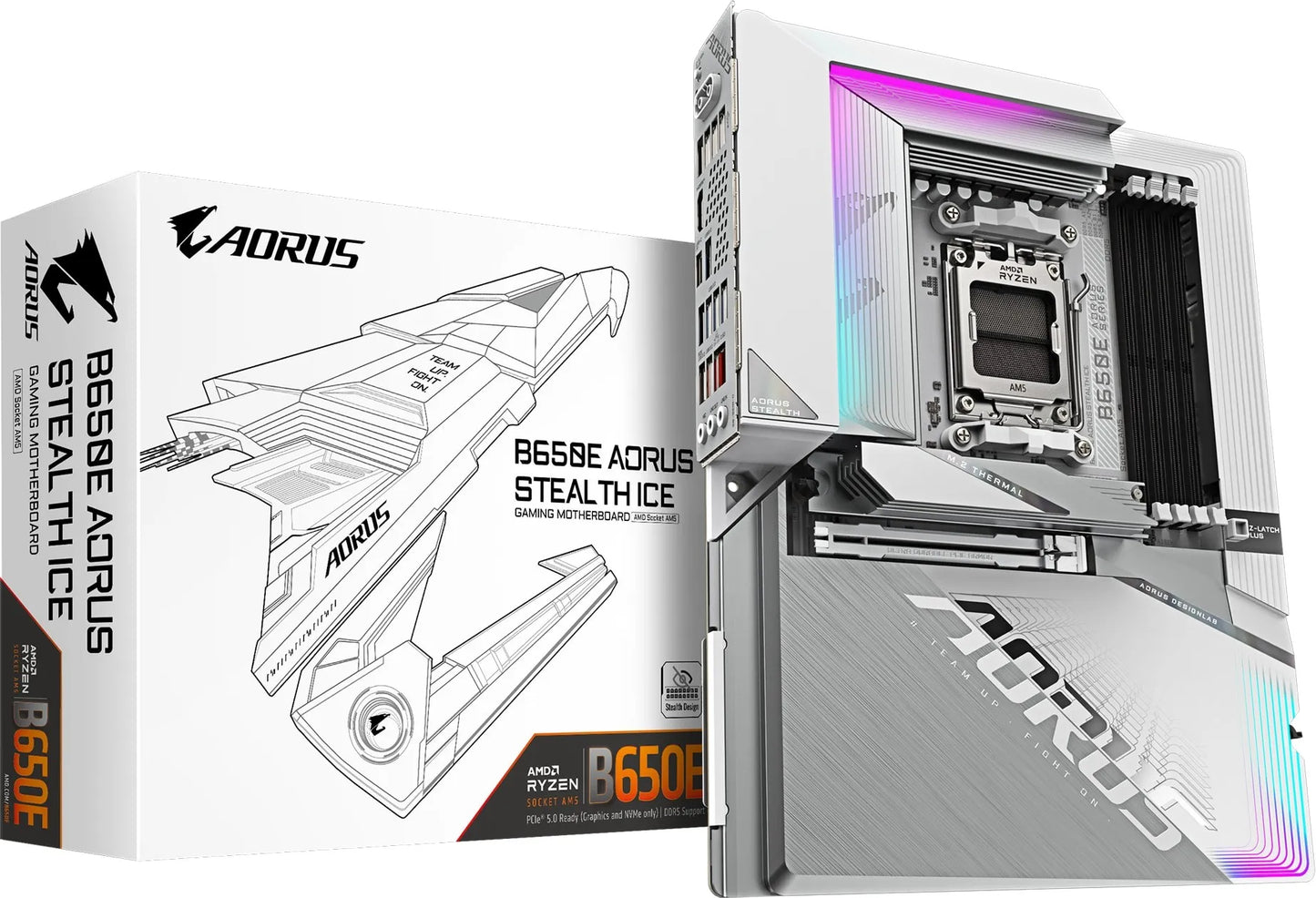 GIGABYTE Motherboard AMD B650 Aorus Stealth Chipset for AMD AM5; 4x DDR5; 3x M2; HDMI/DP/USB Type-C®; ATX.