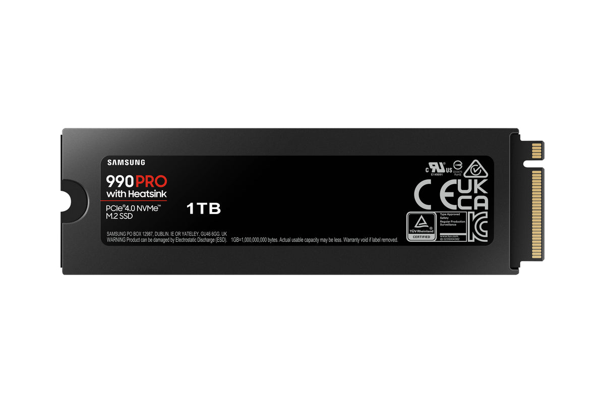 SAMSUNG MZ-V9P1T0CW 990 PRO 1 TB NVMe SSD W/Heatsink - Read Speed up to 7450 MB/s; Write Speed to up 6900 MB/s; Random Read up t