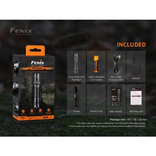 FENIX PD35 V3.0 Flashlight Black - 1700 Lumens
