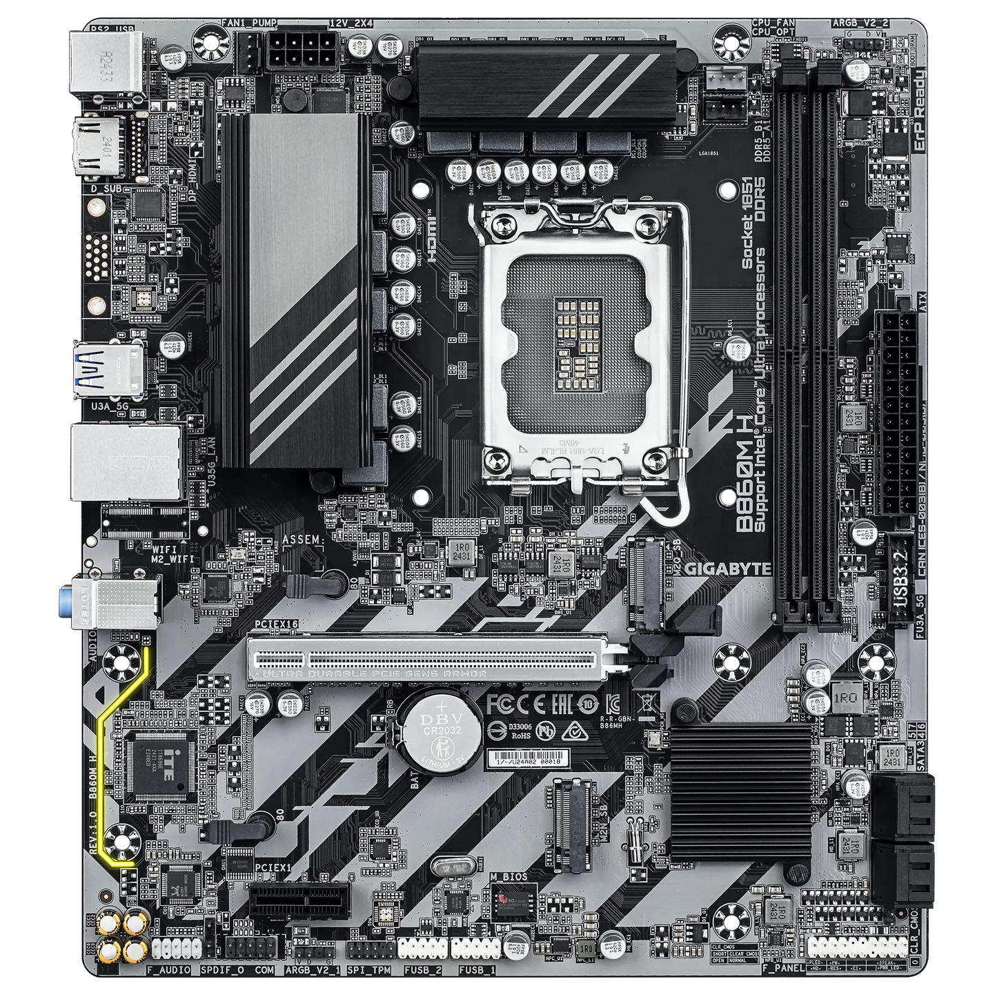 GIGABYTE Intel® B860 Chipset for LGA 1851; 2x DDR5; 2x M2; HDMI; mATX