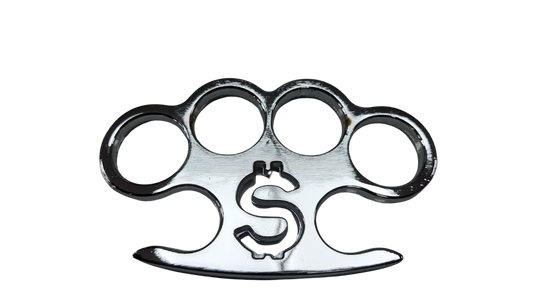 FAS7-6 Knuckle Duster Thin Silver With Dollar Sign