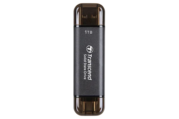 TRANSCEND 1 TB ESD310C USB3.2 TYPE A & C (USB 10Gbps) OTG COMPACT PORTABLE SSD  - Read 1050MB/s Write 950 MB/s - Black