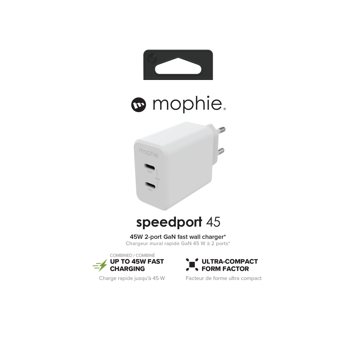 mophie-Wall Adapter-USB-C-PD-DUAL-45W-GAN-White-EU(2xUSBC)