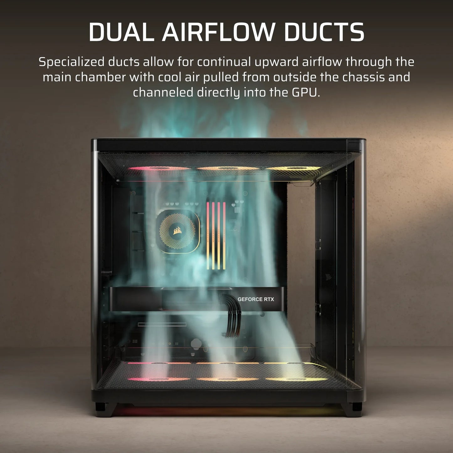 AIR 5400 RS-R ARGB Triple Chamber Mid-Tower PC Case ; 3x Fans Included; 2x 2.5'' ; 1x 3.5'' Black
