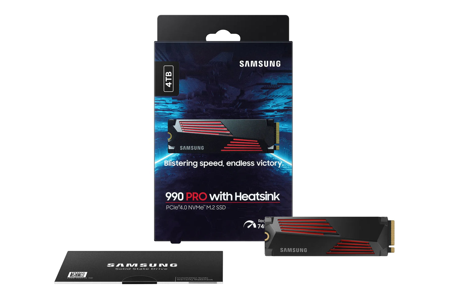 SAMSUNG 990 PRO 4 TB NVME SSD W/HEATSINK - READ SPEED UP TO 7450 MB/S, WRITE SPEED TO UP 6900 MB/S, RANDOM READ UP TO 1400000 IOPS, RANDOM WRITE UP TO 1550000 IOPS, PCIE 4.0 X4, NVME 2.0, V-NAND 3BIT MLC; IN-HOUSE CONTROLLER, 2GB LOW POWER DDR4, 2400TBW 5 - Guards On Duty Shop & Security Guards