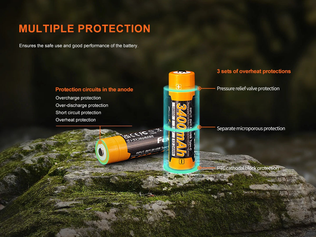 Fenix ARB-L18-3400U V3.0 USB Rechargeable 18650 Li-ion Battery – 3400mAh