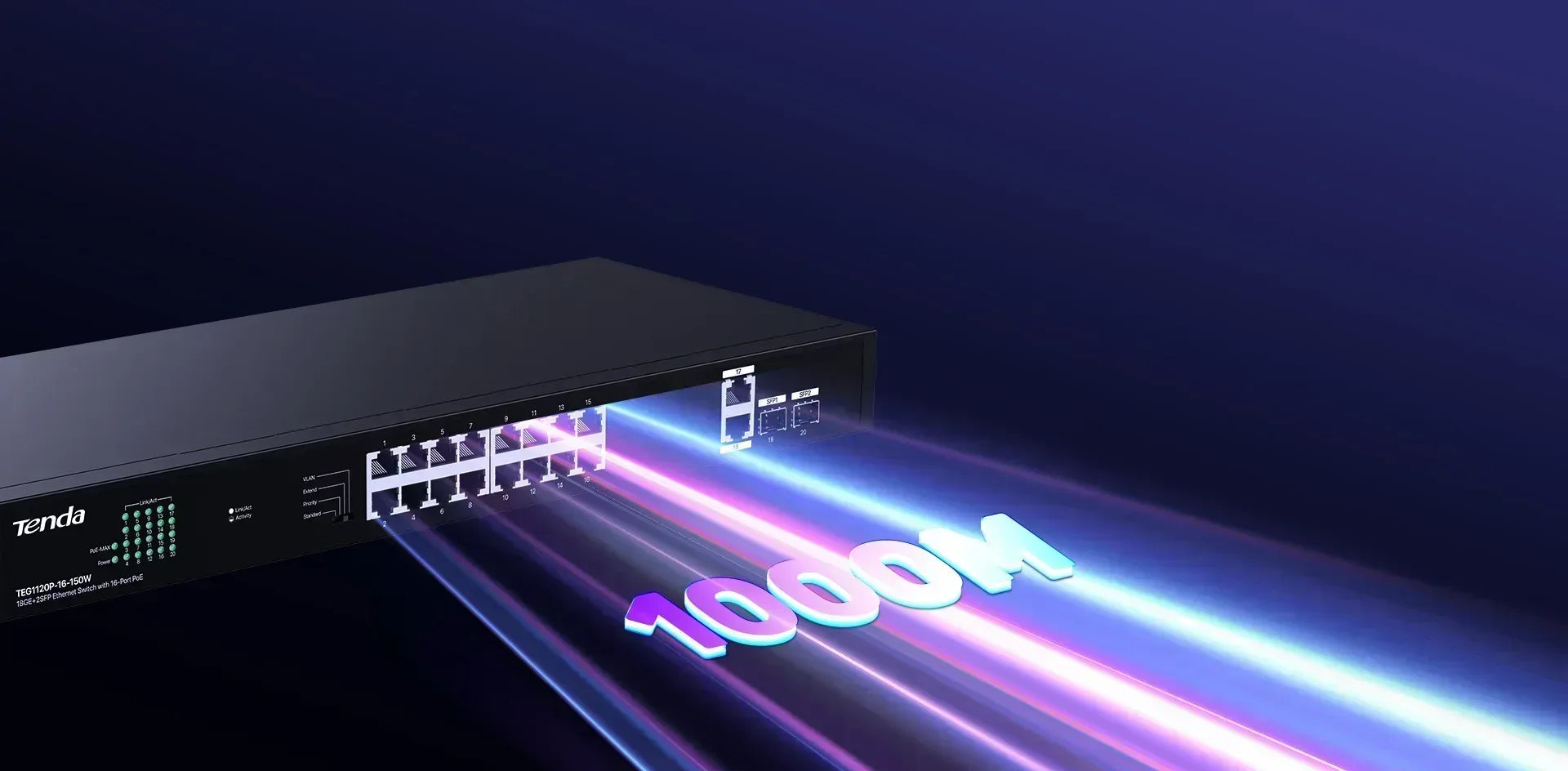 TENDA SWITCH ETHERNET 16-PORT POE 150W Guards On Duty Security