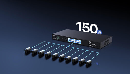 TENDA SWITCH ETHERNET 16-PORT POE 150W