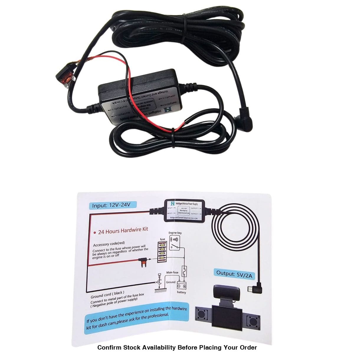 BNETA 24-Hour Parking Monitor Hardwire kit – F300 DashCam