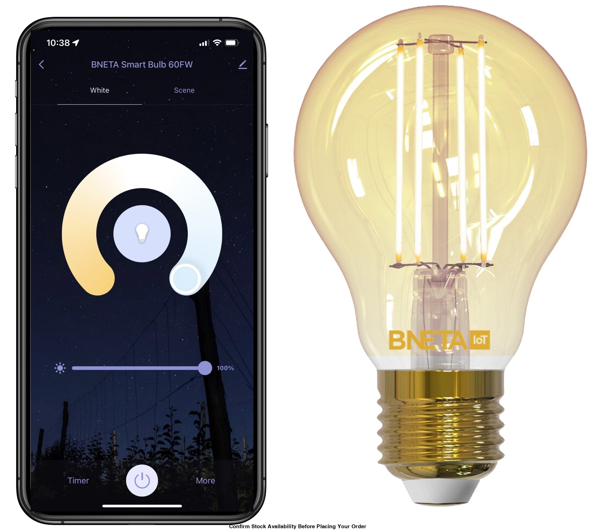 BNETA IoT Smart Filament WiFi Warm/Cool White LED Bulb (A60 E27)