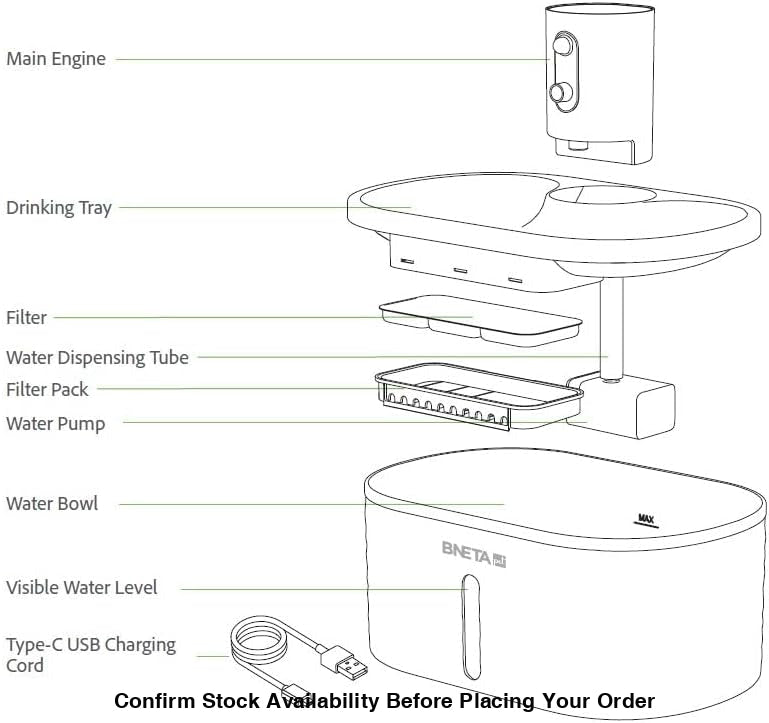 BNETA Pet Automated Battery Water Fountain W4 - 3 modes