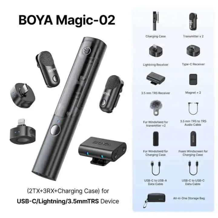 BOYA Magic Mini with accessories — Wireless AI Microphone in South Africa