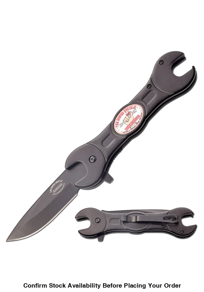 BUSTED KNUCKLE GARAGE BKG-A004BK SPRING ASSISTED KNIFE - Guards On Duty Shop