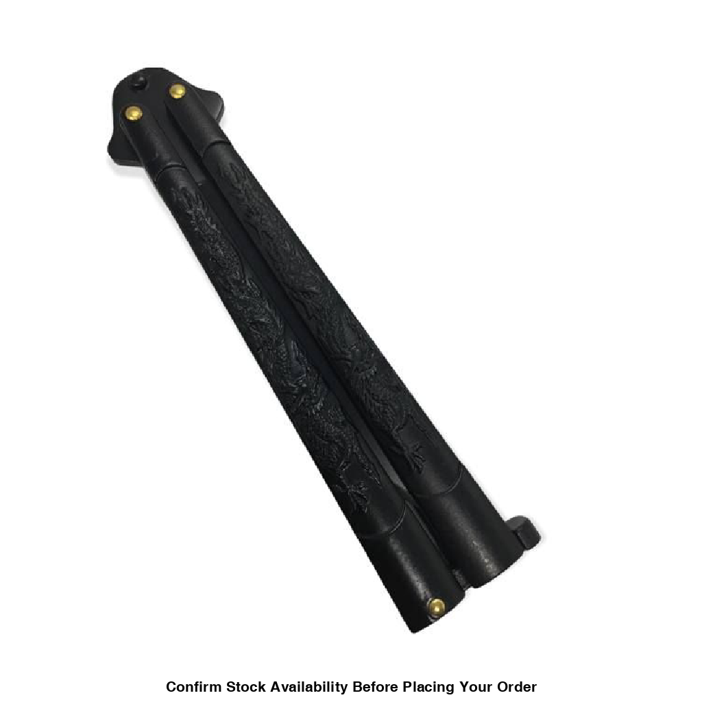 BUTTERFLY KNIFE BLACK HANDLE - Guards On Duty Shop