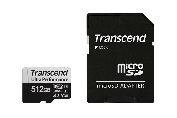 TRANSCEND 340S 512GB ULTRA PERFROMANCE MICRO SD UHS-I  U3 V30 A2 CLASS10 - READ 160 MB/S - WRITE 125MB/S - WITH SD ADPTOR