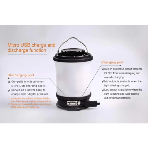 Fenix Lantern CL30R Black 650 Lumens - Rechargeable