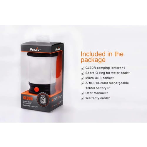 Fenix Lantern CL30R Black 650 Lumens - Rechargeable