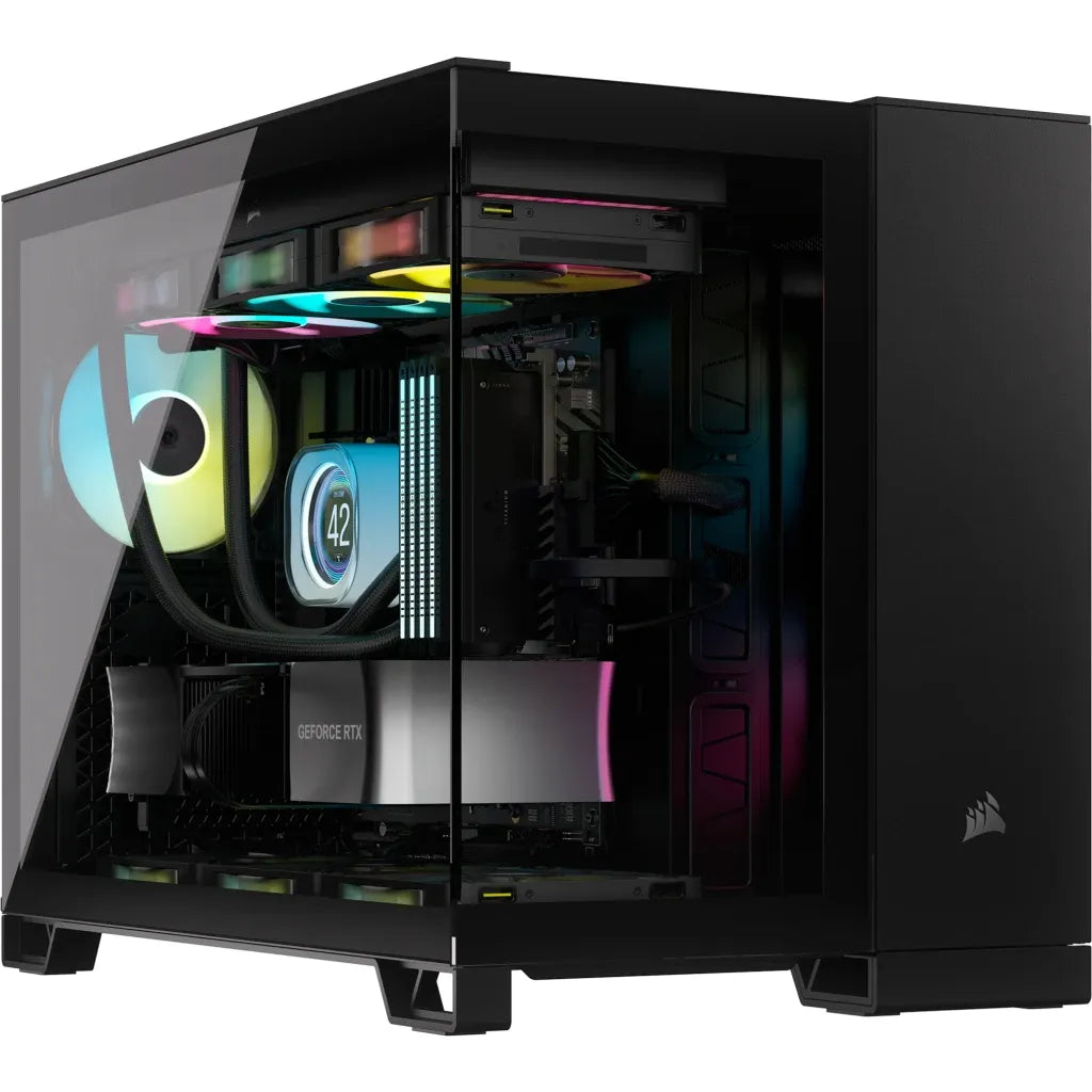 iCUE 2500X Micro ATX Black Dual Chamber PC Case; 2x 2.5'' Drive Bays; 2x 3.5''; Up to 360mm Radiator compatible