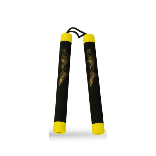 String Foam Chaku Yellow/Black w/Dragon 12" - E126