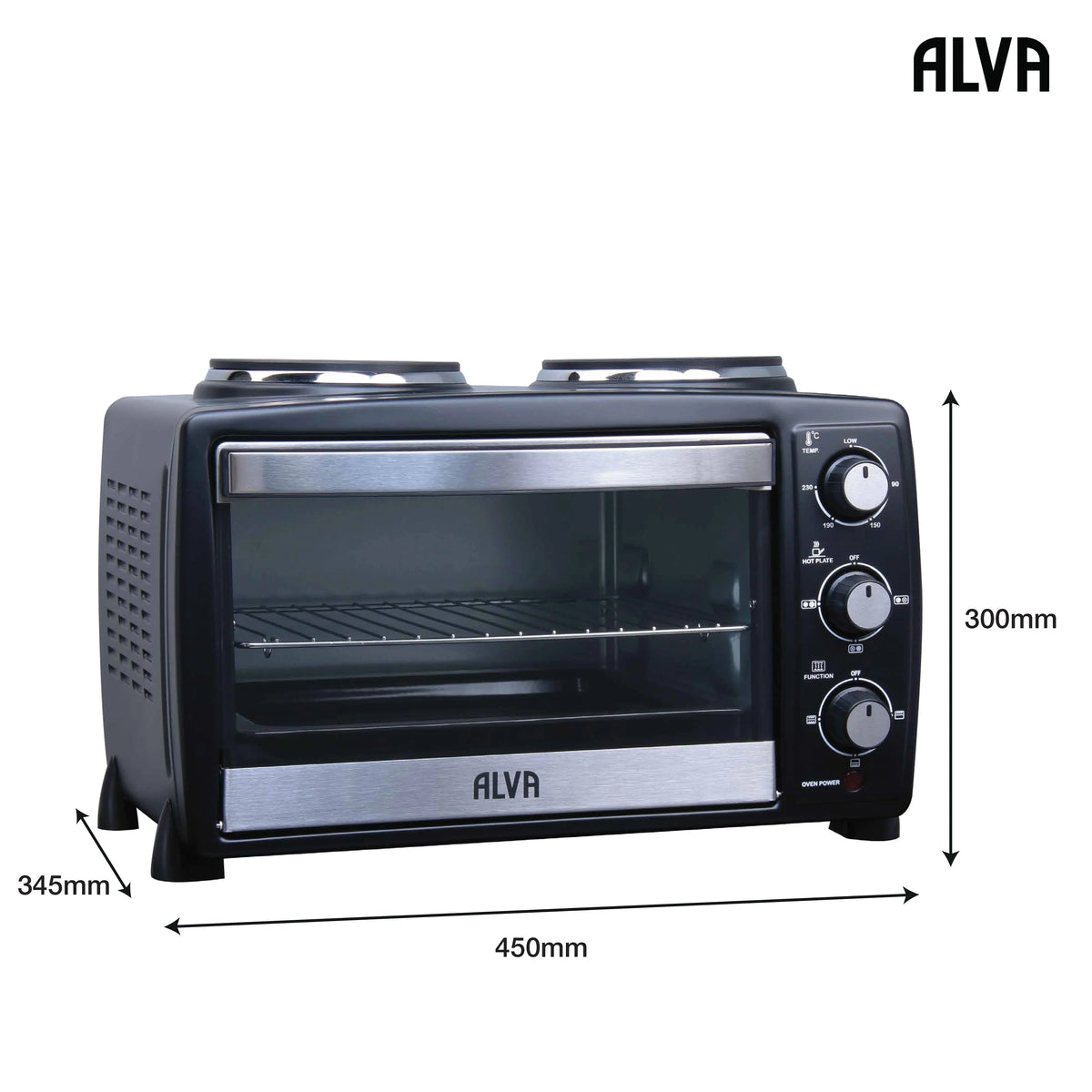 Alva Mini Kitchen - 20L Electric Oven With 2 Plate Stove
