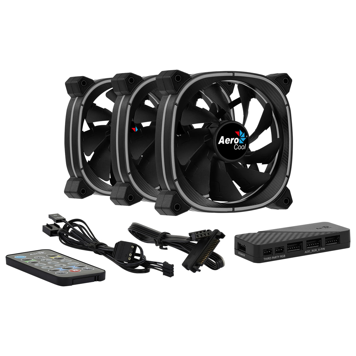 Aerocool Astro 12 Pro - Black - 12CM ARGB FANS x 3 | H66F HUB x 1 | REMOTE CONTROL x 1