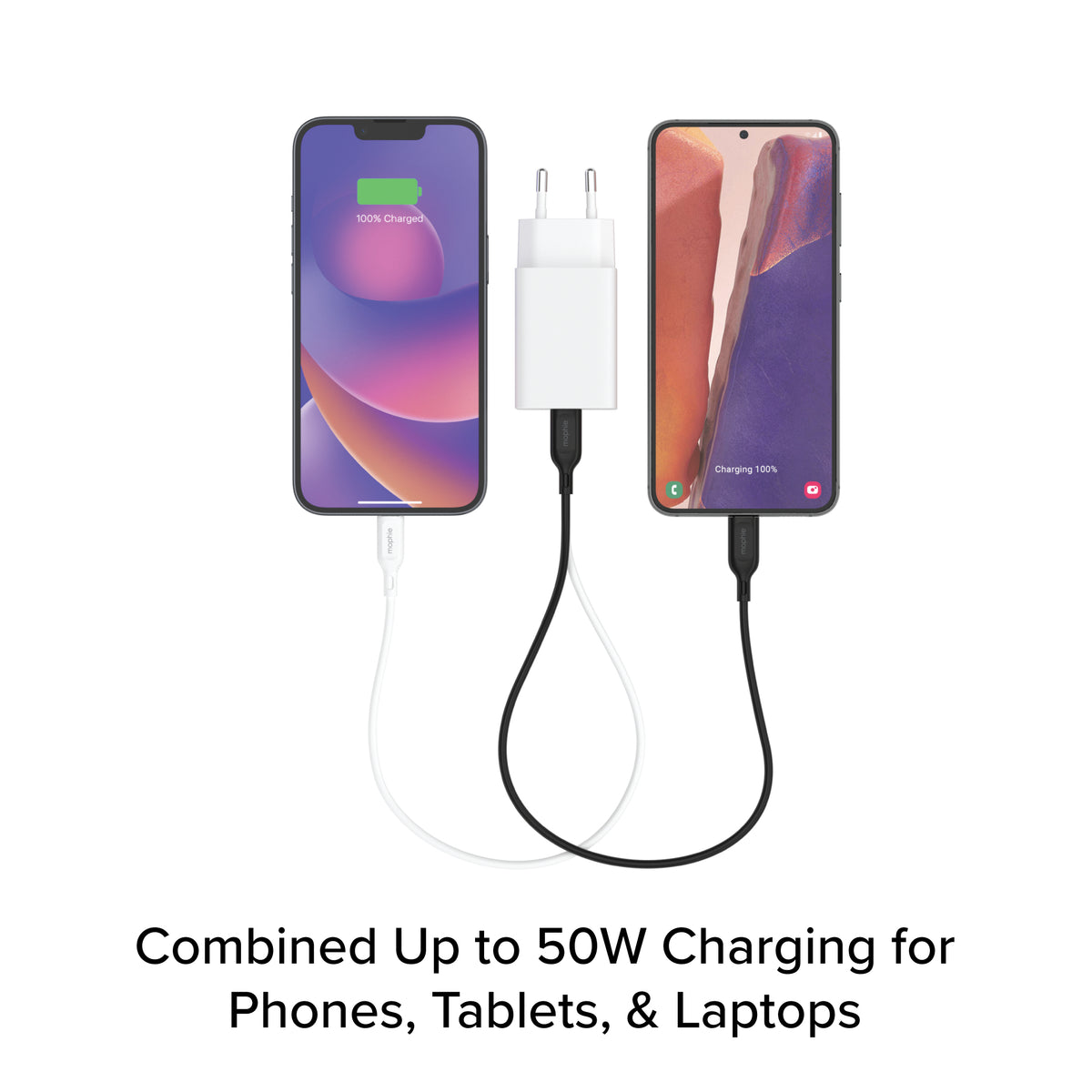 mophie-Essentials-Power Adapter-Dual USB-C-PD-50W-White-EU