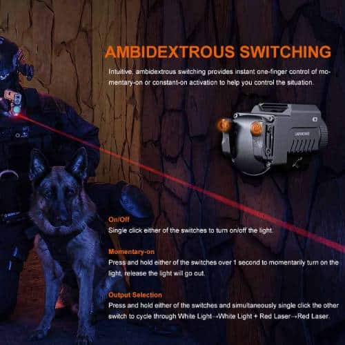 Fenix Tactical Pistol Flashlight with Red Laser - GL22