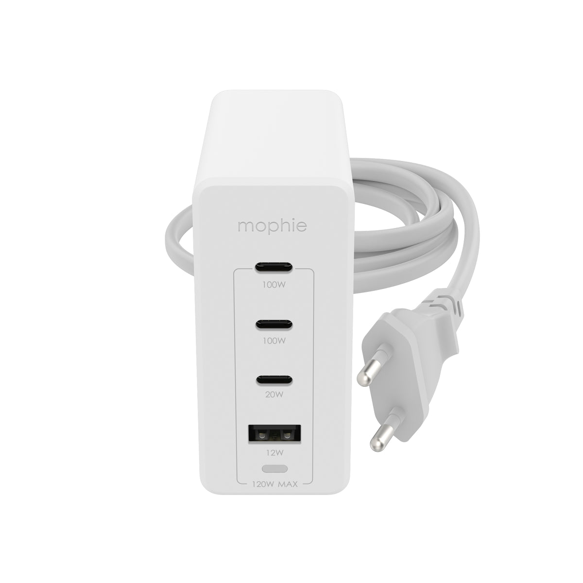 mophie-Wall Adapter-USB-C-PD-HUB-120W-GAN-White-EU(3xUSBC + 1xUSBA)