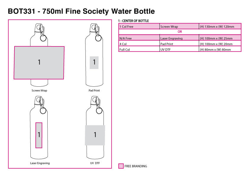 750ml Fine Society Water Bottle