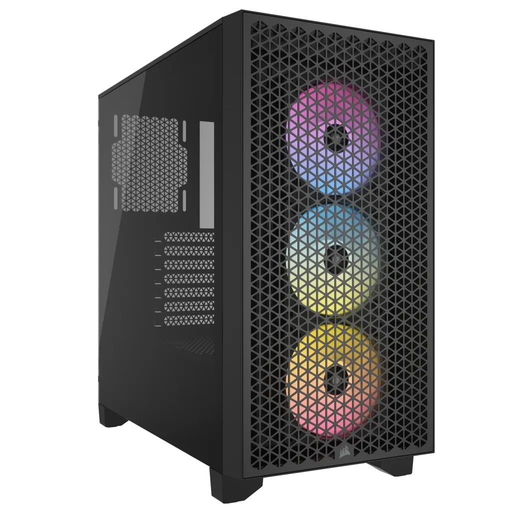 3000D RGB AIRFLOW Black Mid-Tower PC Case; 2x 3.5'' |  2x 2.5'' Drive Bays; Up to 360mm Radiator compatible; 3x 120mm fan incl