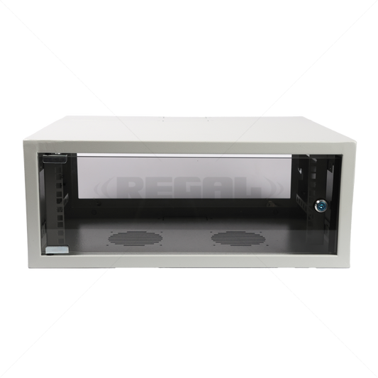 Cabinet 4U Wall Box Swingframe Collar 300x200mm excl Fan & Power Grey