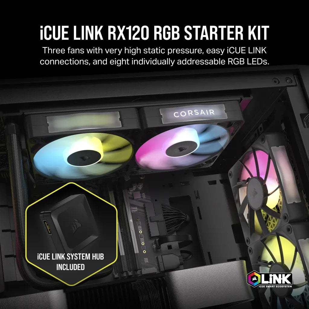 Corsair RX RGB Series; iCUE LINK RX120 RGB; 120mm Fan; Triple Pack