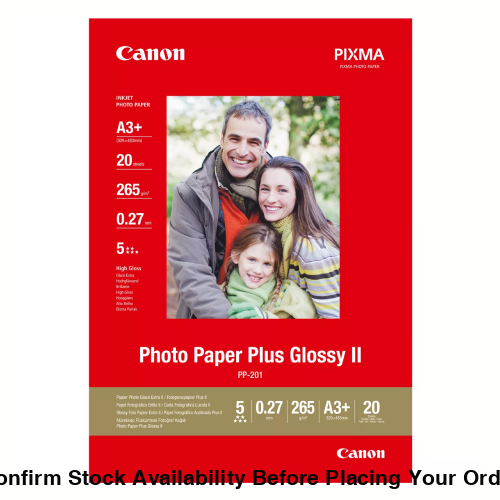 CANON PP-201-CANON PLUS GLOSSY II, PP-201 A3+ - 20 SHEETSPLUS GLOSSY A3+ - 275GSM, 0.27 THICK - Guards On Duty Shop