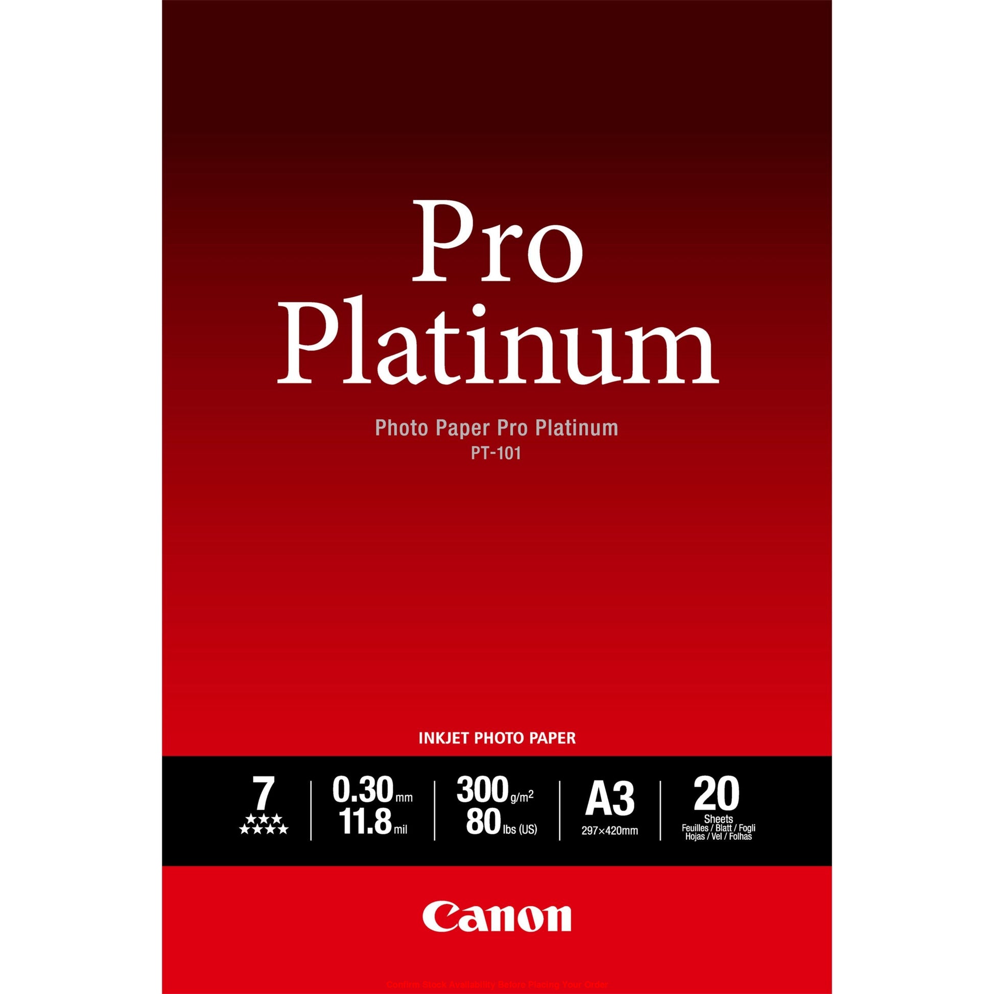 CANON PT-101 - PRO PLATINUM PT-101 A3 - 20 SHEETSPRO PLATINUM A3 - 20 SHEETS. 300 GSM, 0.30MM THICK - Guards On Duty Shop & Security Guards