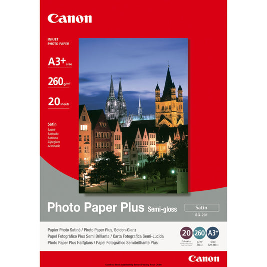 CANON SG-201- PLUS SEMI GLOSS, SG-201 A3+ - 20 SHEETSSEMI GLOSS A3+ - 20 SHEETS. 260 GSM, 0.26MM THICK - Guards On Duty Shop