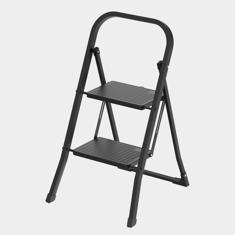 CASA Folding Step Ladder Steel Plastic 2 Steps Black