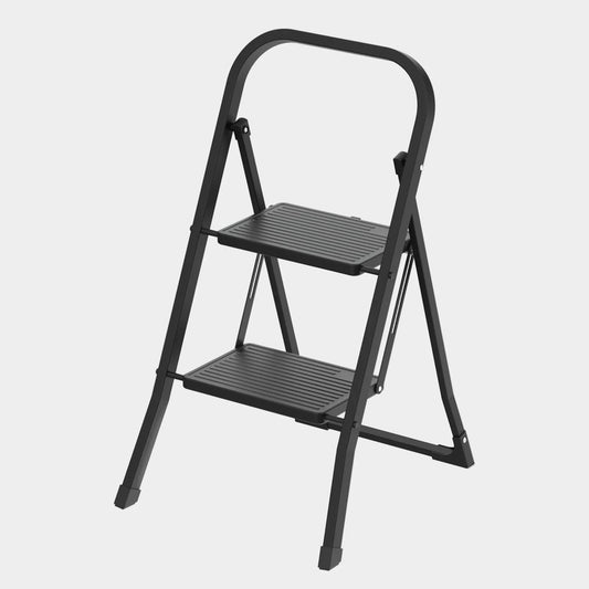CASA Folding Step Ladder Steel Plastic 2 Steps Black