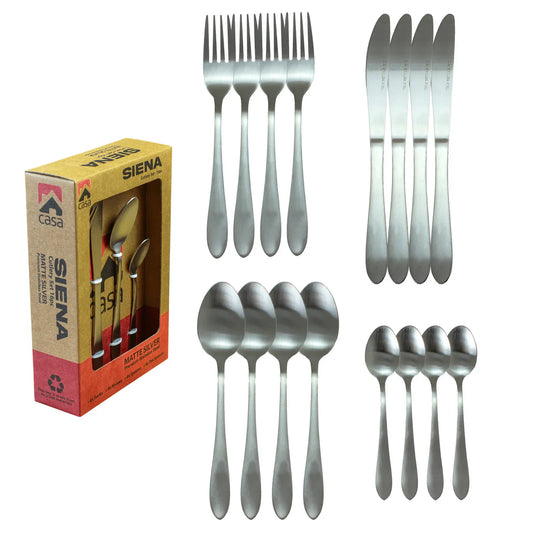 CASA Siena Cutlery Set 16 Piece Silver - Guards On Duty Shop & Security Guards