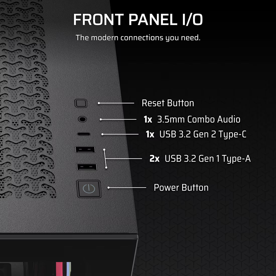3500X LX-R RGB iCUE LINK Tempered Glass Mid-Tower PC Case; 3x Fans included; 2x 2.5'' ; 2x 3.5''; Black