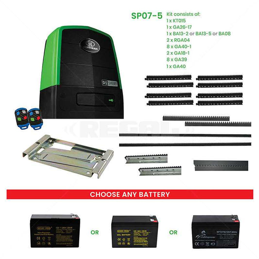 Centurion Sliding Gate Motor Kit D5 EVO SMART 2TX4 Rack Bat Base Plate