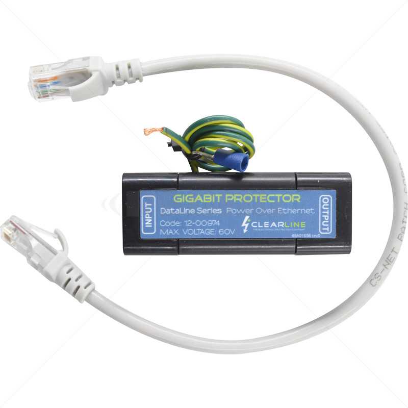 Clearline Surge Protector 1-Port CCTV Gigabit Base-T RJ45 POE