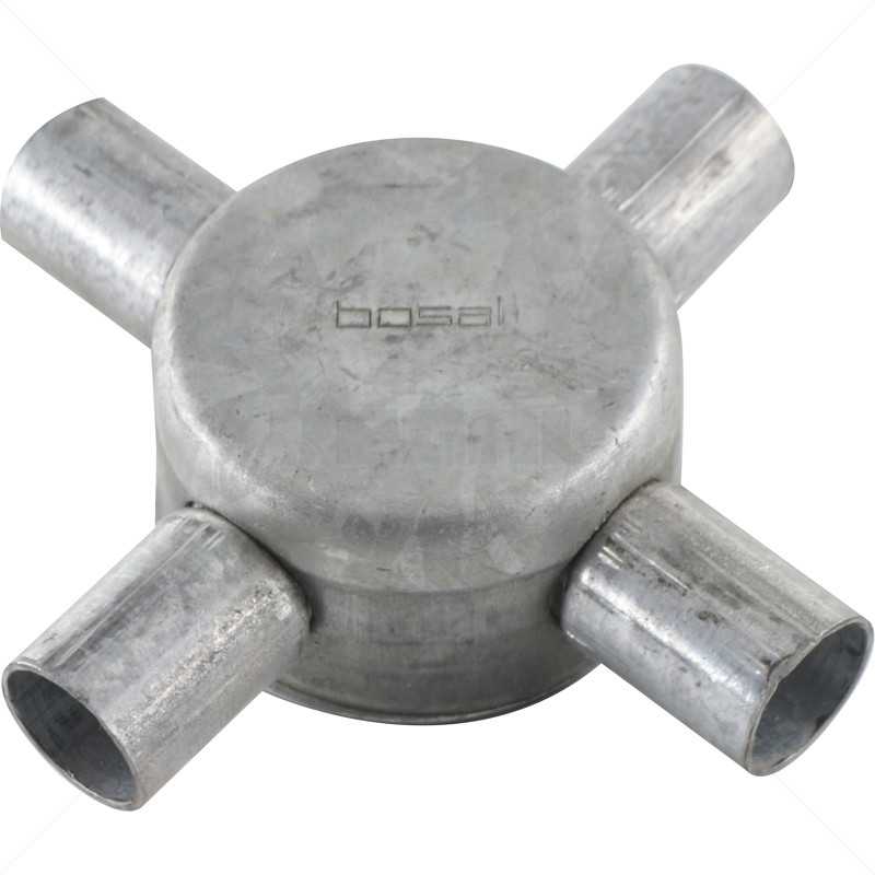 Conduit Bosal - 20mm 4-Way Box Galvanised incl Lid & Screws