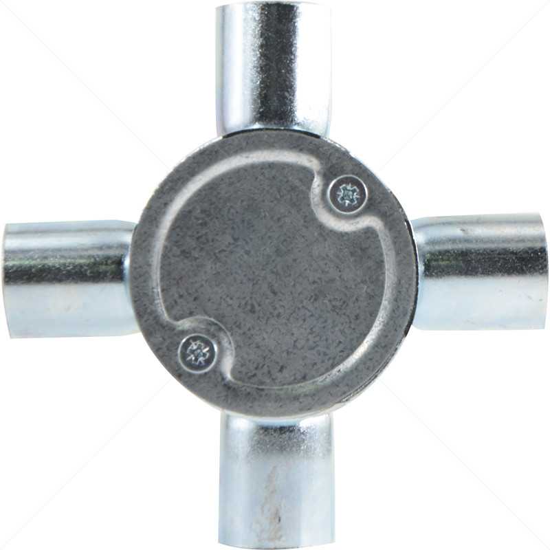 Conduit Bosal - 25mm 4-Way Box Galvanised incl Lid & Screws