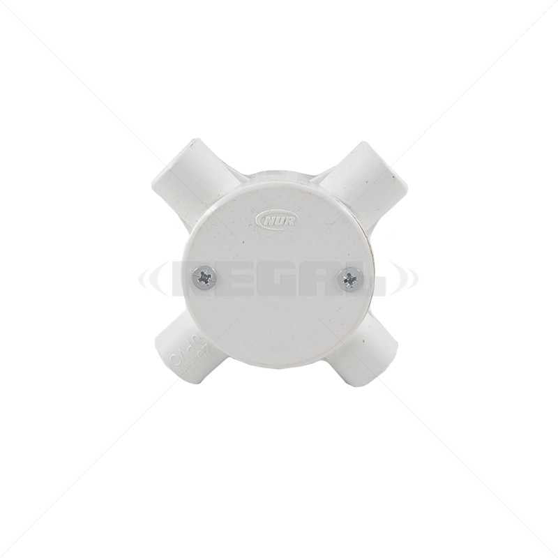 Conduit PVC - 20mm 4-Way Box with Lid and Screws
