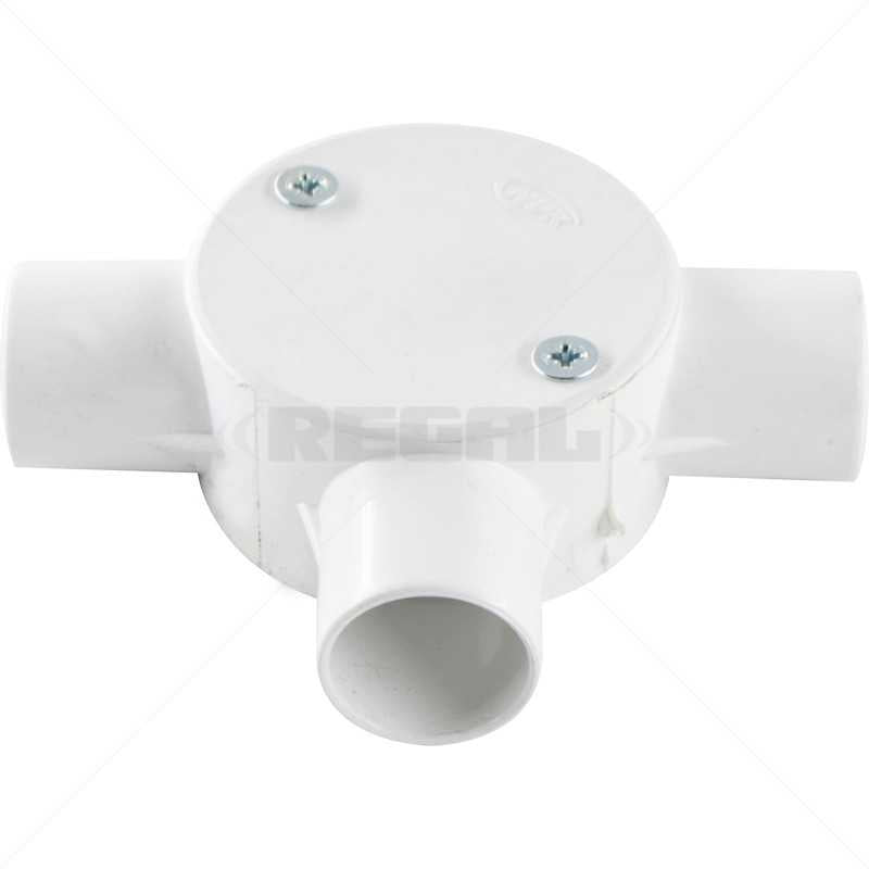 Conduit PVC - 25mm 3-Way Box with Lid and Screws
