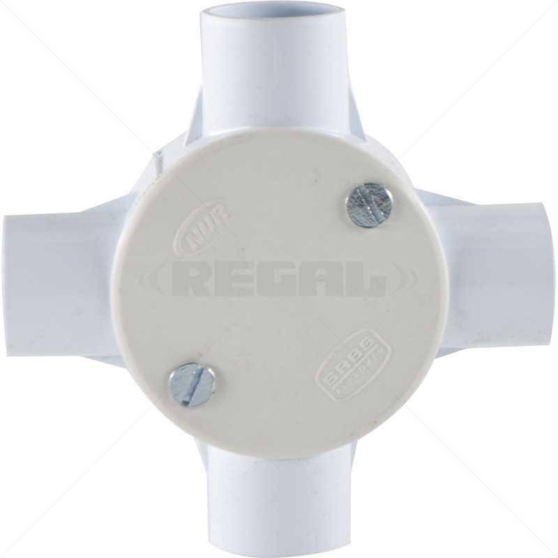 Conduit PVC - 25mm 4-Way Box with Lid and Screws